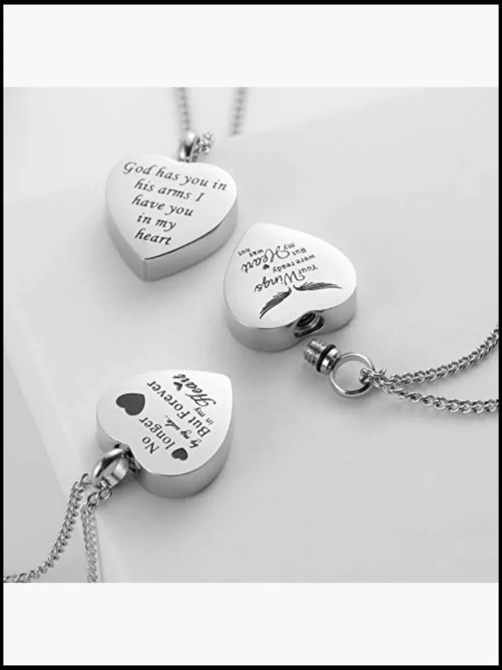 Heart Urn Necklace for Ashes Memorial Cremation Jewelry, Stainless Steel